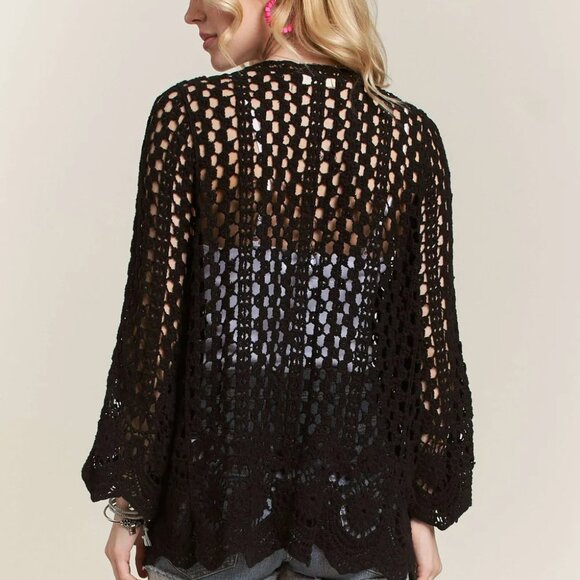 ADORA‎ Crochet Cardigan With Scallop Hem - Picture 7 of 8